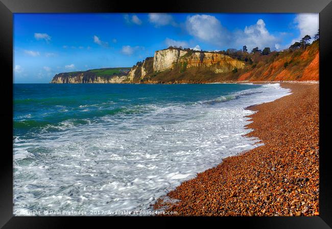 Seaton Beach Looking Westward Framed Print by Paul F Prestidge