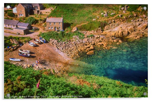 Penberth Cove, Cornwall Acrylic by Paul F Prestidge