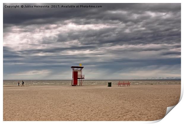 Rain Clouds Over The Beach Print by Jukka Heinovirta