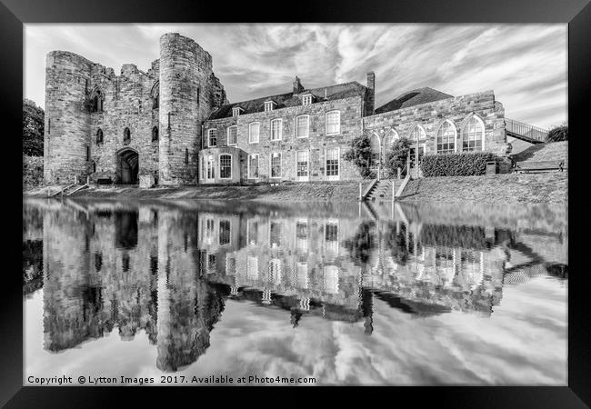 Tonbridge Castle Reflections (black and white) Framed Print by Wayne Lytton