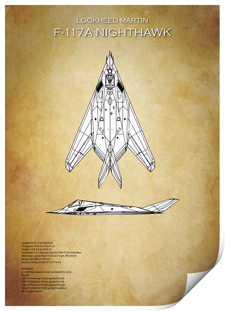 Lockheed F-117A Nighthawk Print by J Biggadike