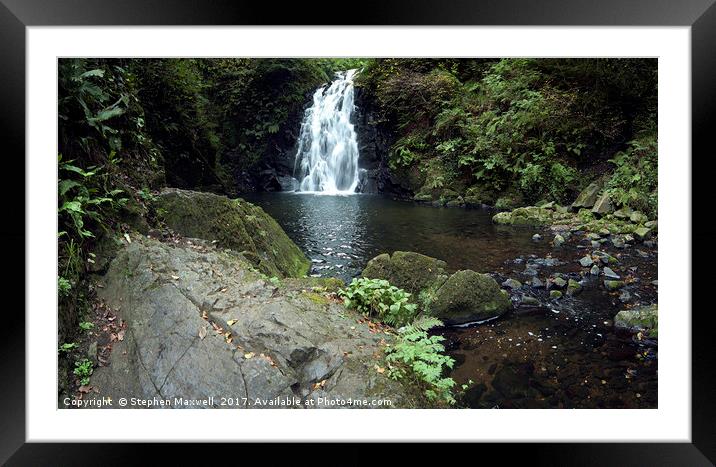 Glenoe Waterfall Framed Mounted Print by Stephen Maxwell