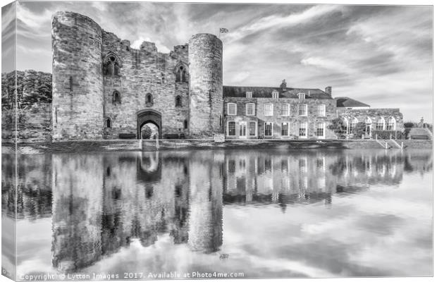 Tonbridge Castle Reflections 2 (black and white) Canvas Print by Wayne Lytton