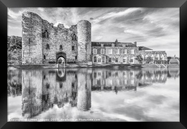 Tonbridge Castle Reflections 2 (black and white) Framed Print by Wayne Lytton