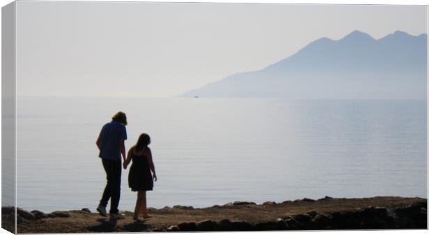 Couple by the Aegean Canvas Print by Mike Lanning