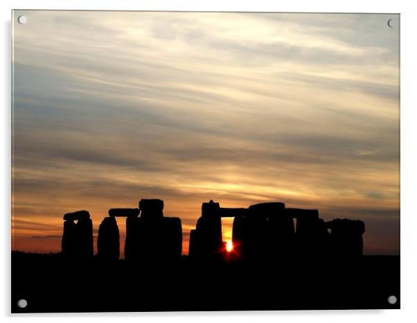 Sunset at Stonehenge Acrylic by Mike Lanning