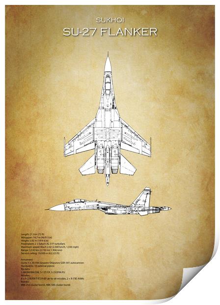 Sukhoi SU-27 Flanker Print by J Biggadike