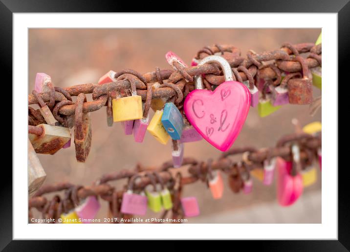 Love Locks Lanzarote Framed Mounted Print by Janet Simmons