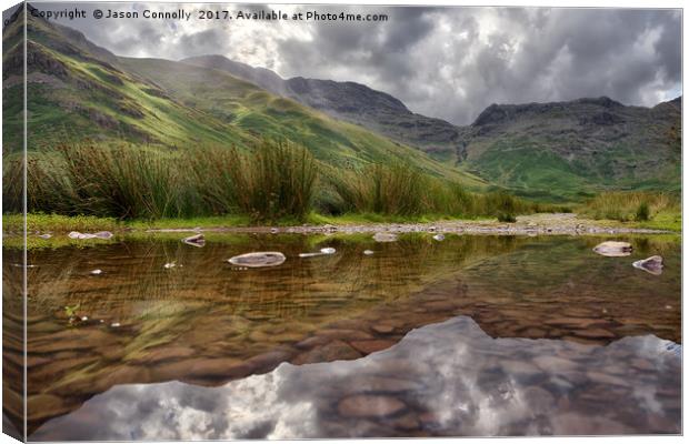 Mickleden Reflections Canvas Print by Jason Connolly
