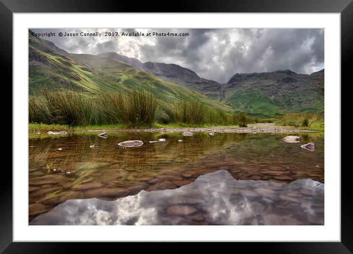 Mickleden Reflections Framed Mounted Print by Jason Connolly