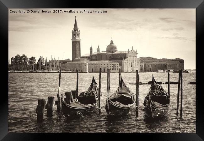 Venice in sepia tone Framed Print by David Michael Norton