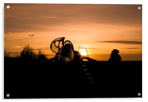 Sunset Harrier Jump Jet GR3 Acrylic by Oxon Images