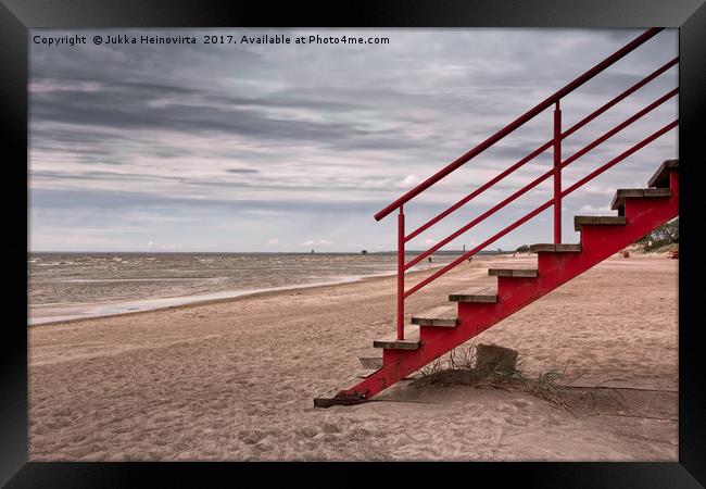 Stairs On The Beach Framed Print by Jukka Heinovirta