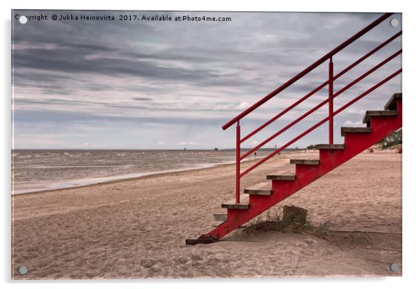 Stairs On The Beach Acrylic by Jukka Heinovirta