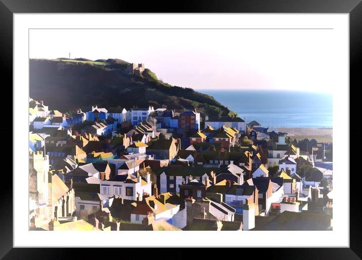 Hastings Old Town Digitally Painted Framed Mounted Print by ian broadmore