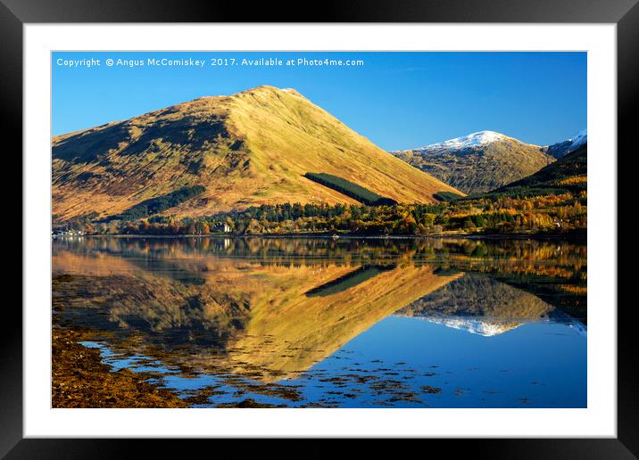 Autumn reflections on Loch Long Framed Mounted Print by Angus McComiskey