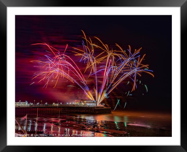 Worthing Pier Fireworks  Framed Mounted Print by Lee Milner