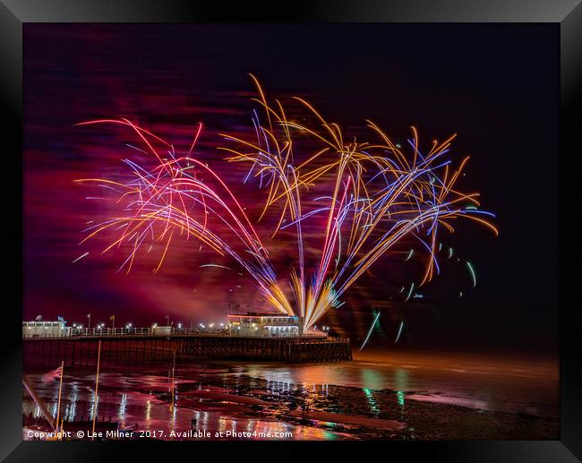 Worthing Pier Fireworks  Framed Print by Lee Milner