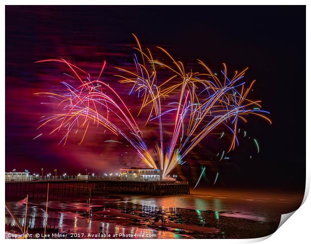 Worthing Pier Fireworks  Print by Lee Milner