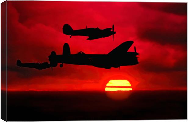 BBMF Vic Sunset Silhouette Montage Canvas Print by Colin Smedley