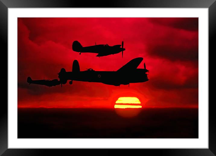 BBMF Vic Sunset Silhouette Montage Framed Mounted Print by Colin Smedley
