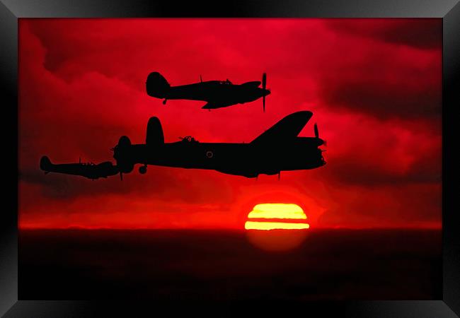 BBMF Vic Sunset Silhouette Montage Framed Print by Colin Smedley