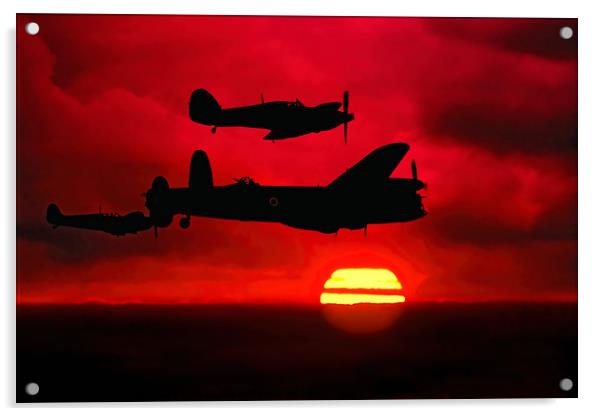 BBMF Vic Sunset Silhouette Montage Acrylic by Colin Smedley