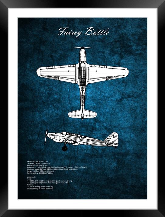Fairey Battle Blueprint Framed Mounted Print by J Biggadike