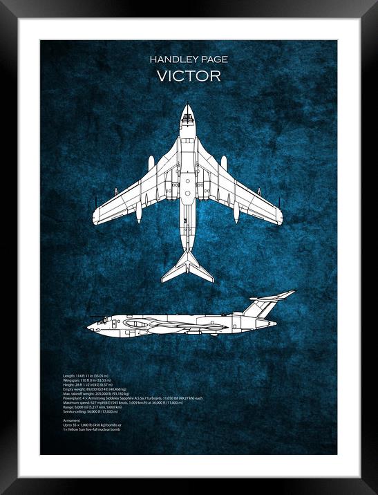 Handley Page Victor Blueprint Framed Mounted Print by J Biggadike