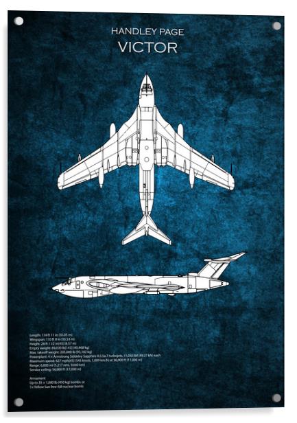 Handley Page Victor Blueprint Acrylic by J Biggadike