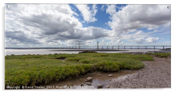 Second Severn Crossing Panorama Acrylic by David Tinsley