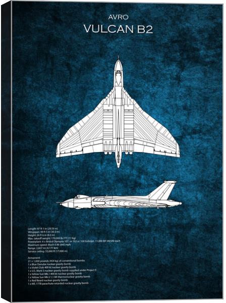 Avro Vulcan Bomber Blueprint Canvas Print by J Biggadike