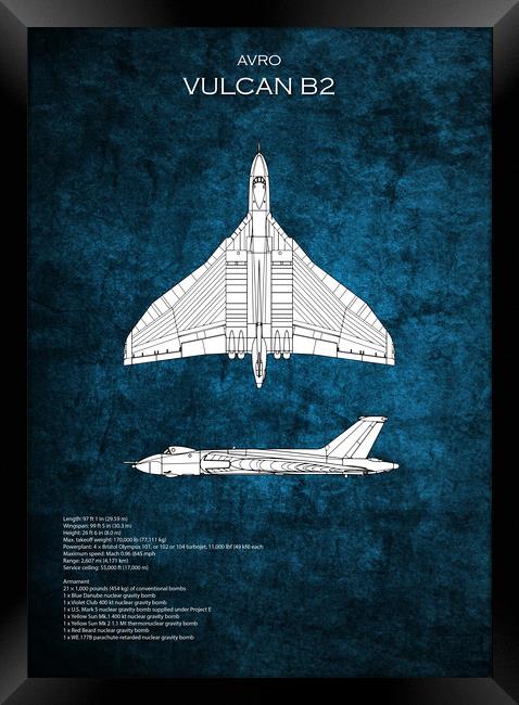 Avro Vulcan Bomber Blueprint Framed Print by J Biggadike