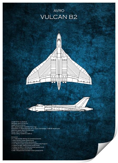 Avro Vulcan Bomber Blueprint Print by J Biggadike
