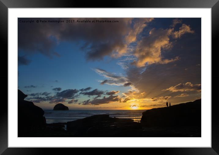 Watching the sunset at Trebarwith Strand Framed Mounted Print by Pete Hemington