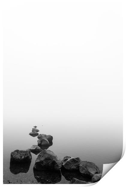 Mist on the Rocks Print by Darren Lowe