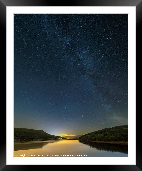 Ladybower Reservoir Milky Way Framed Mounted Print by Ian Haworth