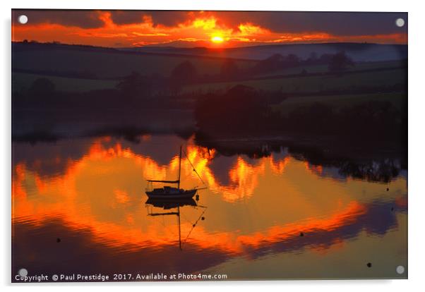 Kingsbridge Estuary Sunset Acrylic by Paul F Prestidge