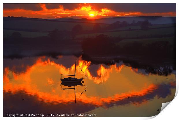 Kingsbridge Estuary Sunset Print by Paul F Prestidge