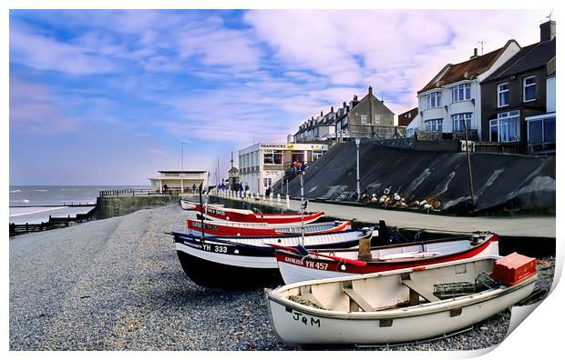Fishing Boats on pebbled beach Print by Bob Walker