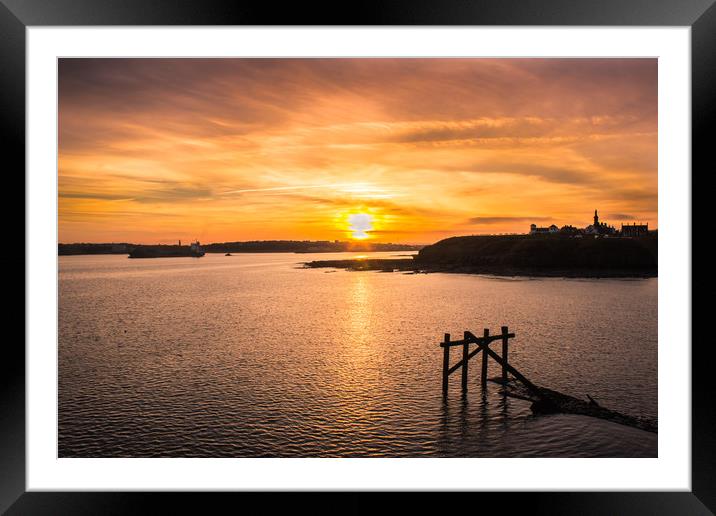 Sunset over Tyneside Framed Mounted Print by Darren Lowe
