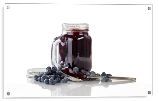 Fresh blueberry jam and berries with glass jar iso Acrylic by Thomas Baker
