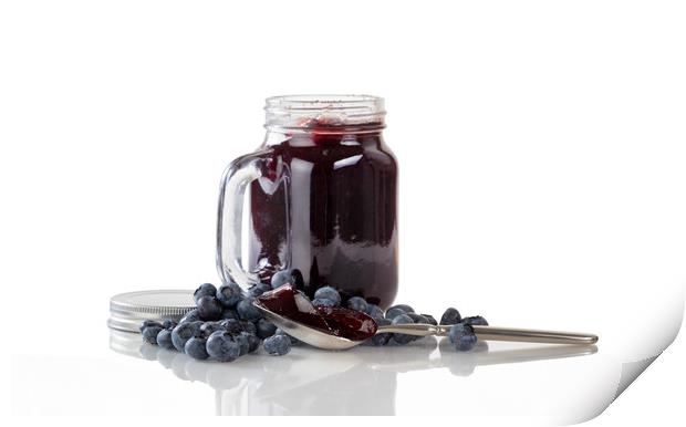 Fresh blueberry jam and berries with glass jar iso Print by Thomas Baker