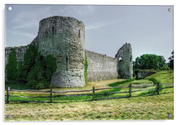 Pevensey Castle Acrylic by Diana Mower