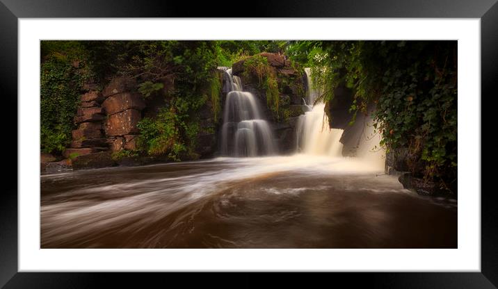 Penllergare falls in Swansea Framed Mounted Print by Leighton Collins