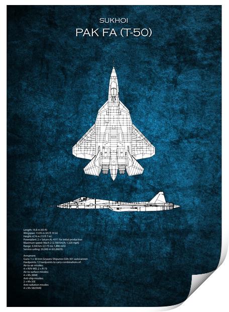 Sukhoi PAK T-50 Print by J Biggadike