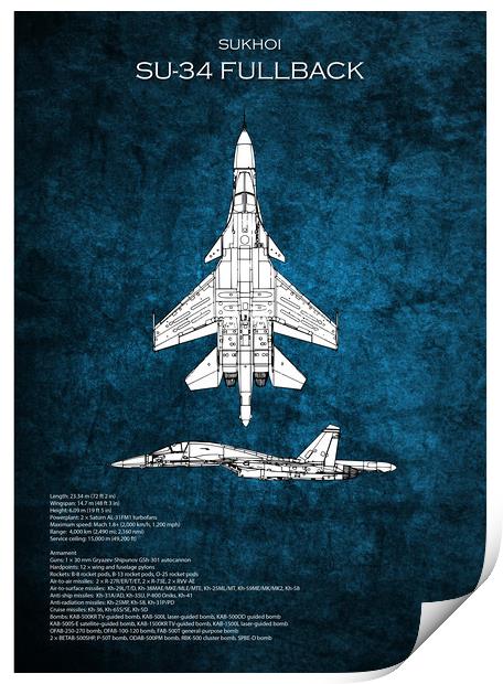 SU-34 Fullback Print by J Biggadike