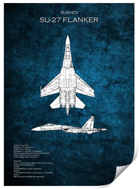 SU-27 Flanker Print by J Biggadike