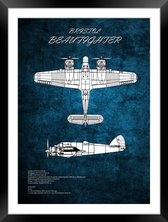 Bristol Beaufighter Framed Mounted Print by J Biggadike