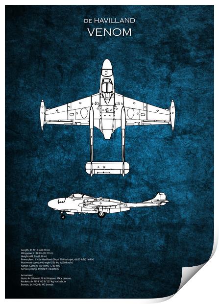 de Havilland Venom Print by J Biggadike